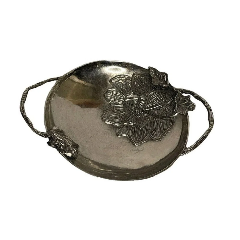 Vintage Silver Color Aluminum‎ Alloy Fruit Flower Bowl Centerpiece with Handles